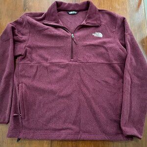 Men's North Face Quarter Zip Fleece Burgundy Size L